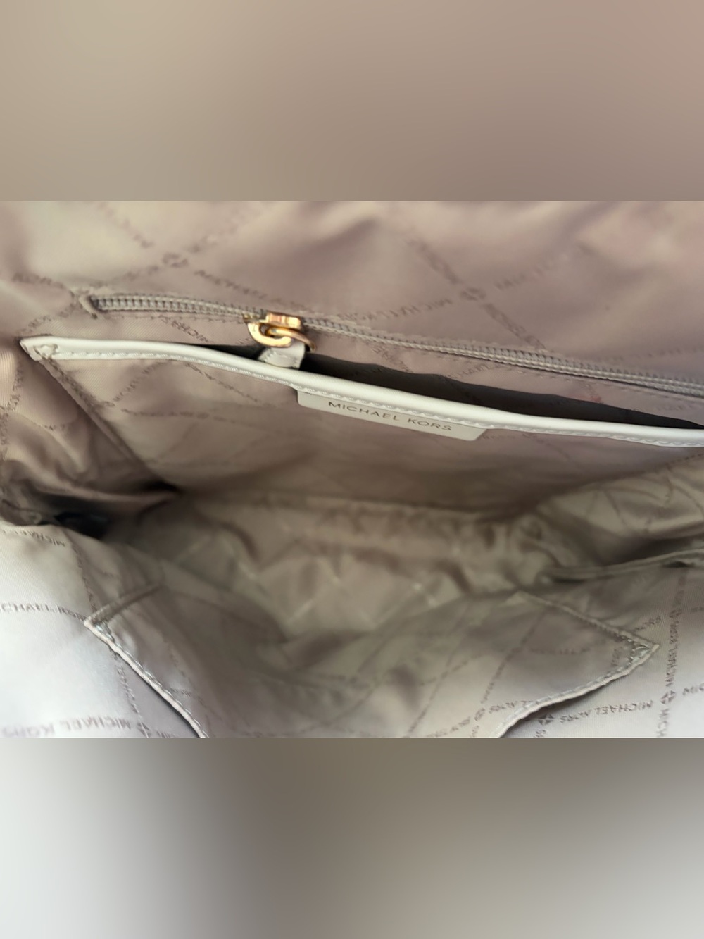 Michael Kors Slim Pebbled Leather Backpack in Cream color with Gold Hardware - Picture 7 of 15